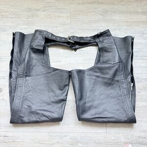 Wilsons Leather Vintage Men's Black Leather Motorcycle Chaps Size Medium 31 In